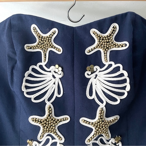 Lilly Pulitzer Mayfield Strapless Mini Dress Navy Starfish Seashell Size 4 - Picture 6 of 15
